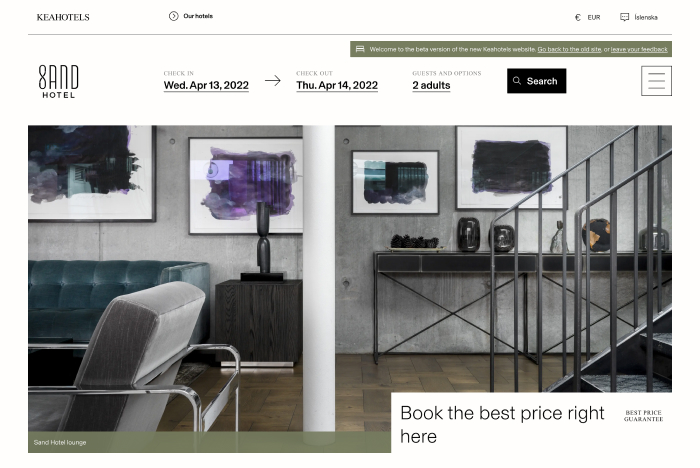Screen shot of Keahotels website